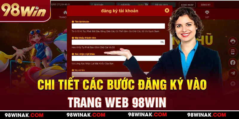 Chi tiết các bước đăng ký 98WIN
